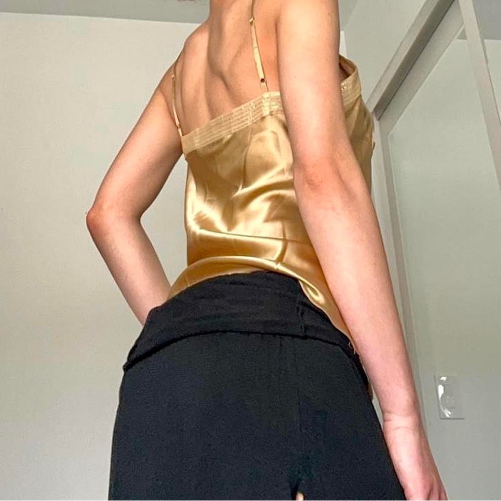 ✨VINTAGE GOLD SILK BABYDOLL CAMI WITH SPARKLY TOP ✨